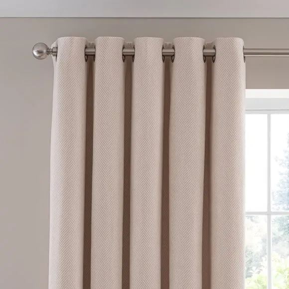 Soft Chenille Herringbone Eyelet Curtains 1