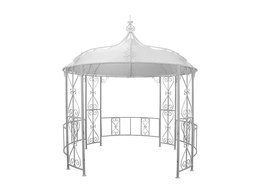 Vente-unique Wrought Iron-Style Metal Garden Pavilion - D300 X H305 Cm - White 6