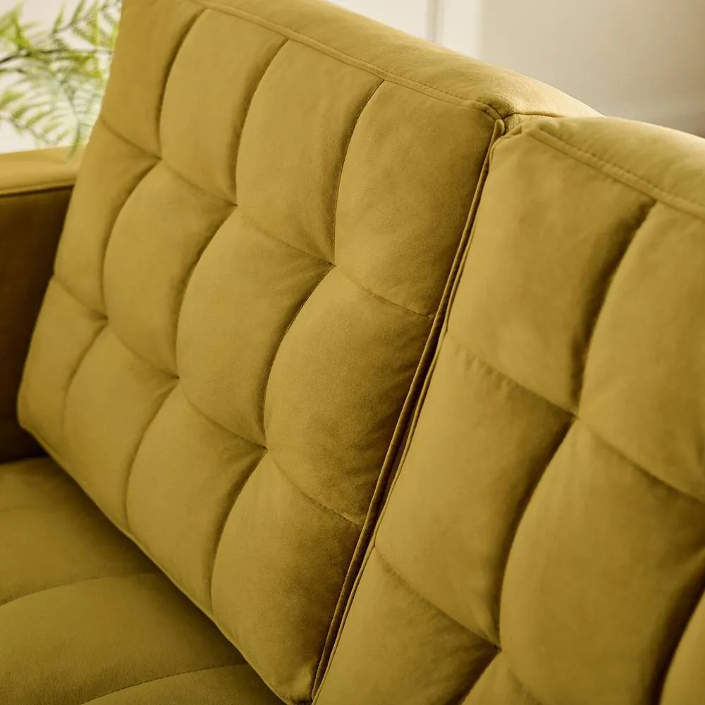 FurnitureboxUK Jade 2-Seater Soft Touch Velvet Sofa With Solid Wood Frame in Mustard 4