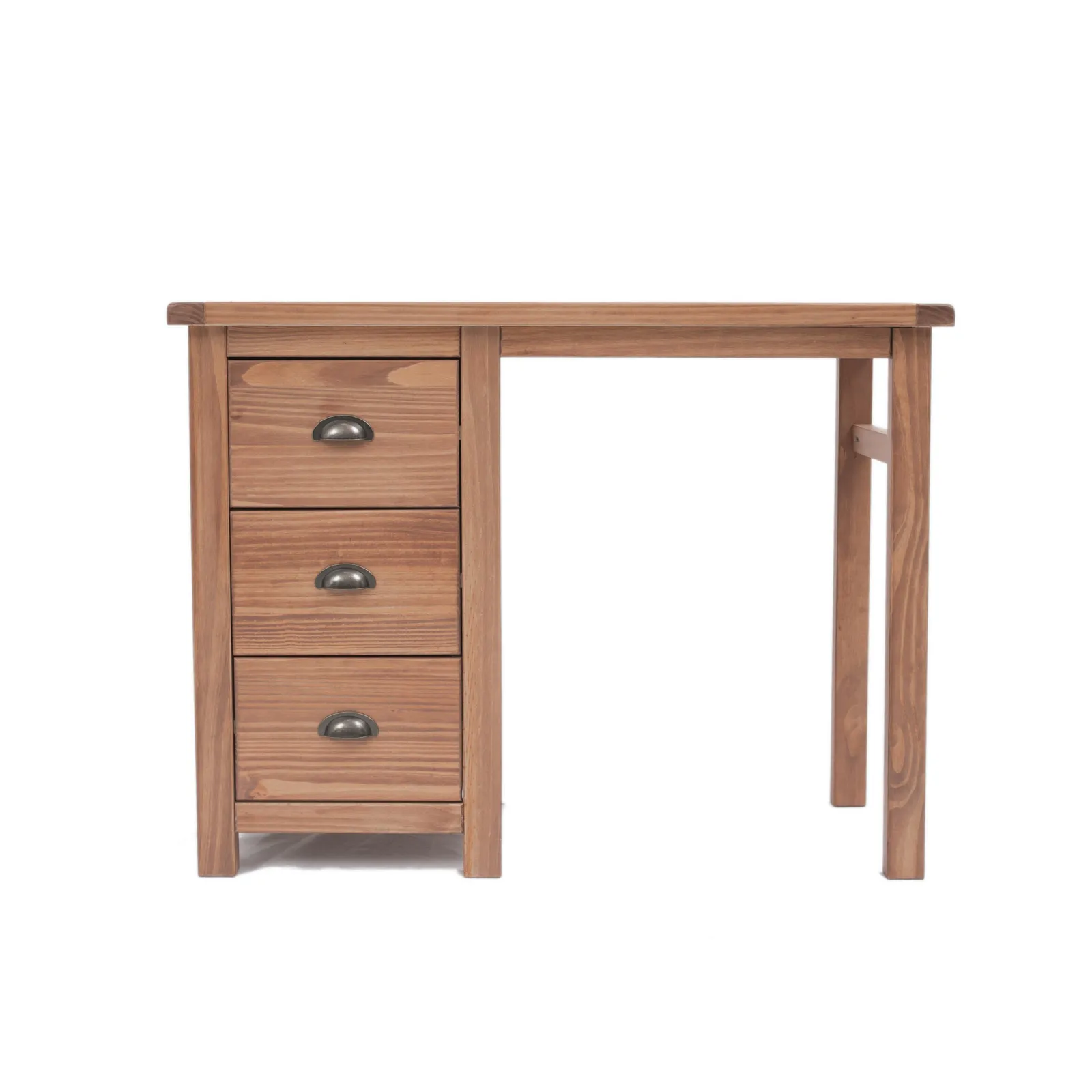 Cabinet Bits Padua 3 Drawer Desk - Dressing Table Brass Cup Handle in Brown