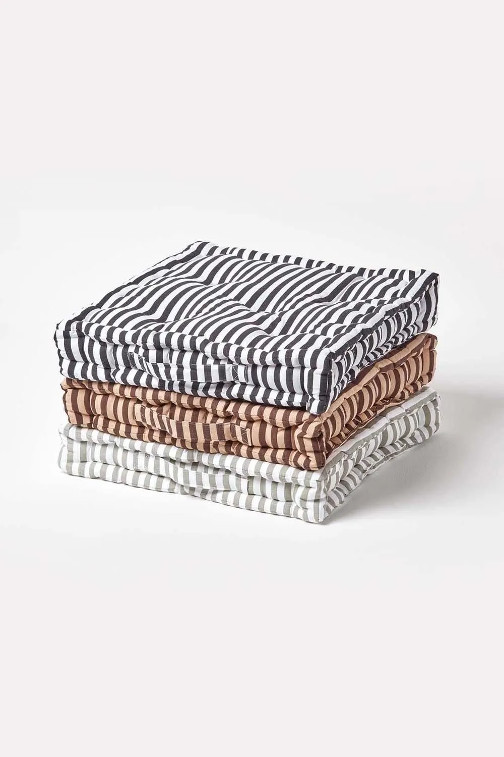Homescapes Cotton Thin Stripe Floor Cushion in Black 6