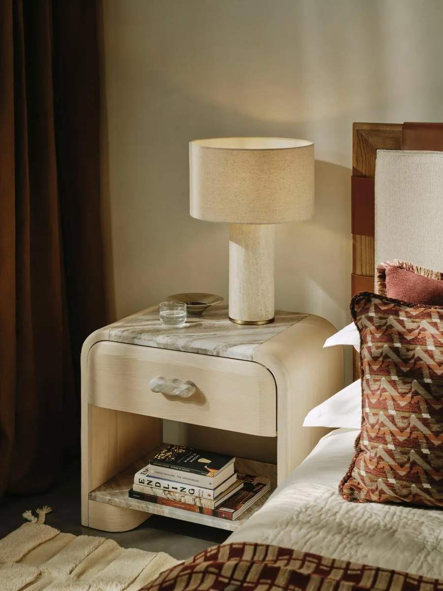 Adria Bedside Table, Terra Bianca Marble