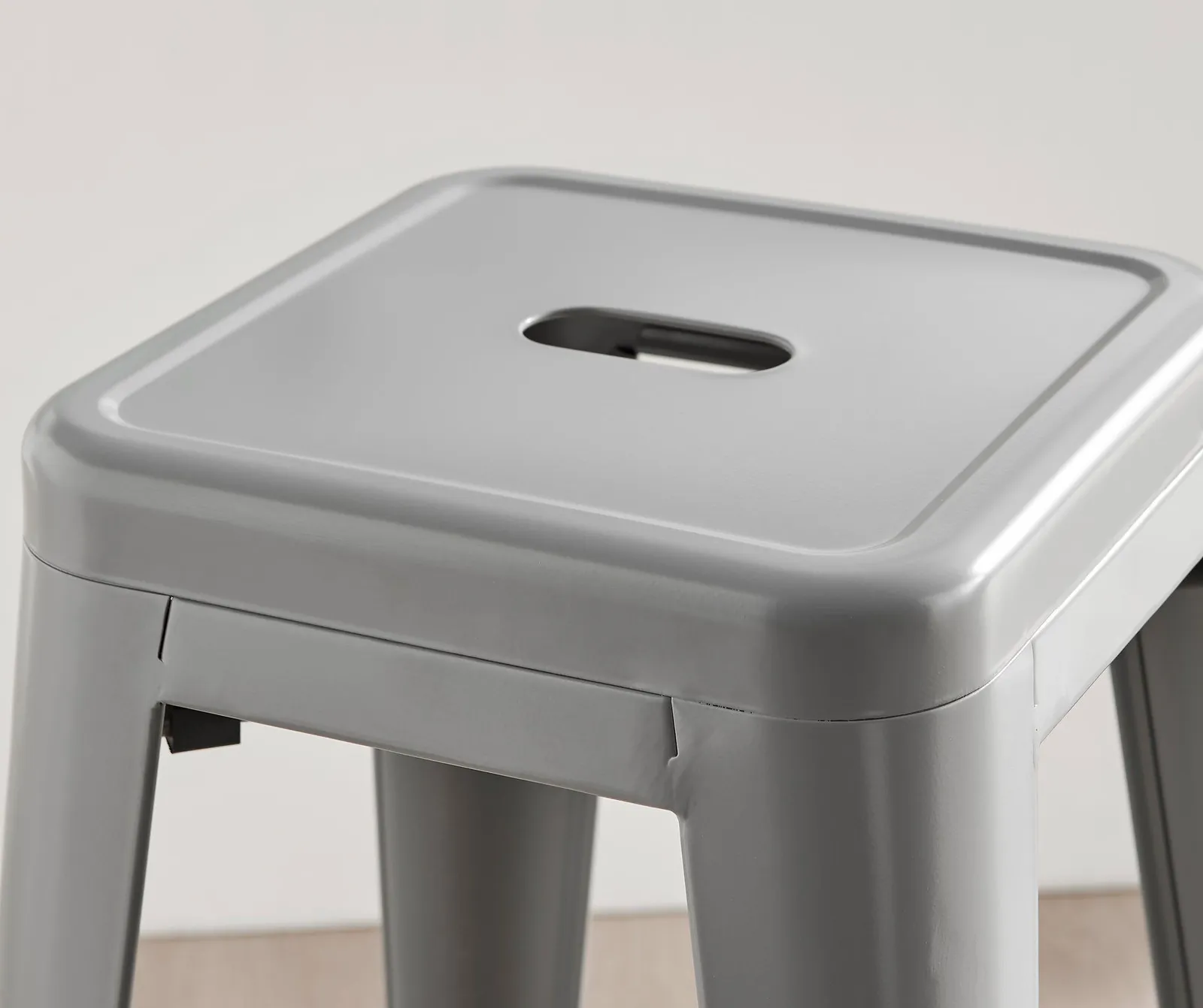 FurnitureboxUK Set of 2 Colton 'Tolix' Style Metal Stackable Retro Industrial Bar Stools in Grey 5