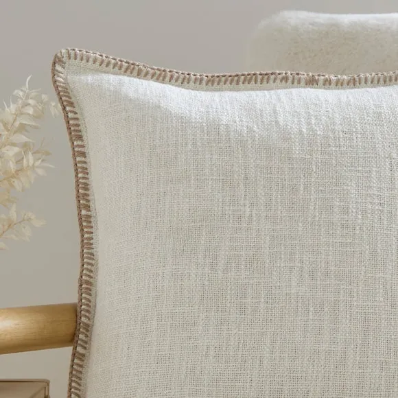 Blanket Stitch Textured Cotton Square Cushion Cover 2