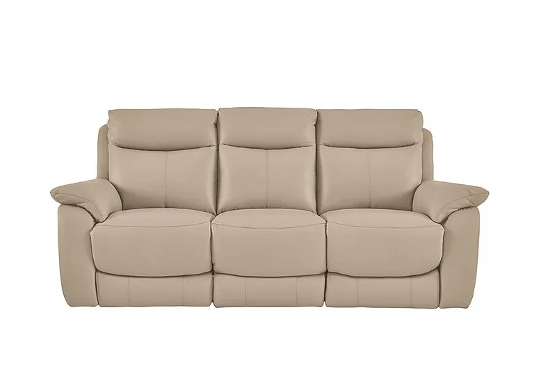 Echo Leather 3 Seater Power Recliner Sofa - BV Pebble