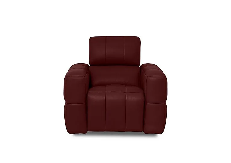 Cube Leather Power Recliner Chair with Power Headrest - Montana Ruby