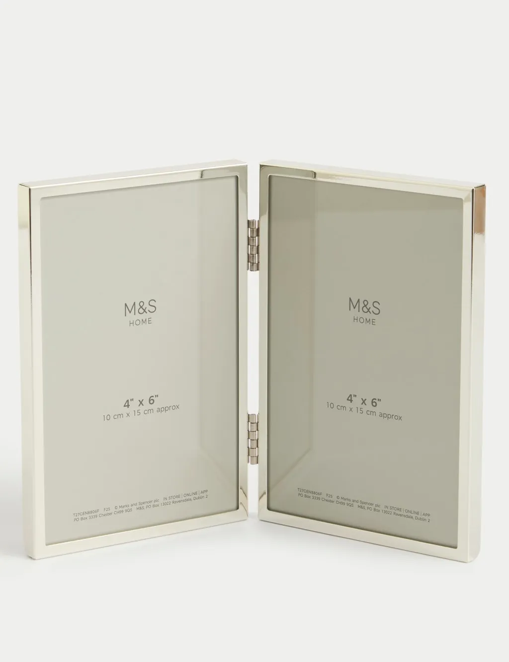 M&S Metal Double Photo Frame 4x6 Inch Silver