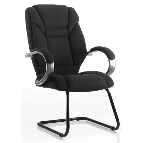 Galloway Fabric Cantilever Visitor Chair In Black With Arms