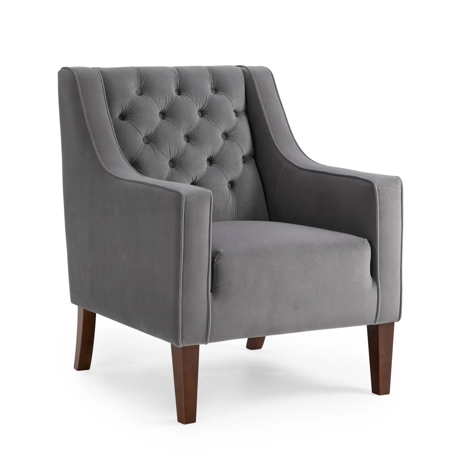 Isabel Velvet Chesterfield Armchair Grey
