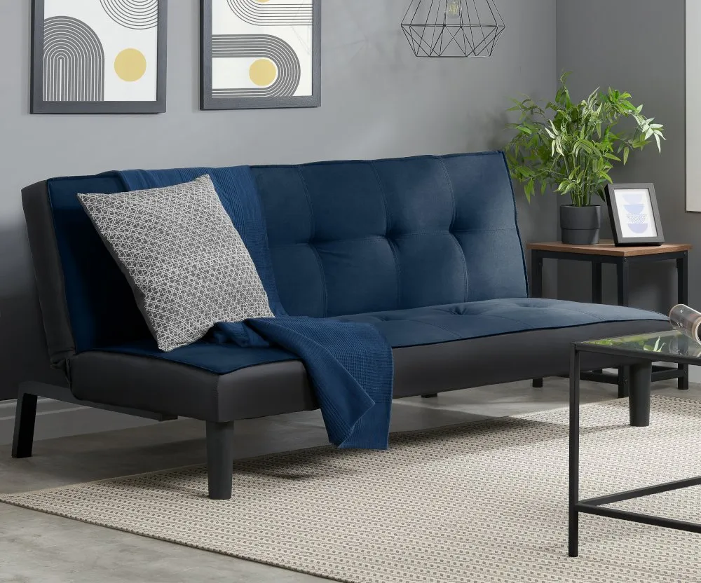Aurora - Fabric Sofa Bed - Blue - Velvet - Happy Beds 1