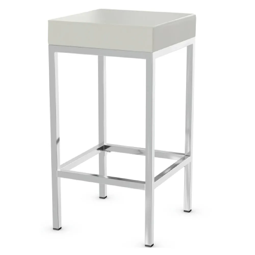 netfurniture Ernest Kitchen Bar Stool White Padded Seat Chrome Frame 6
