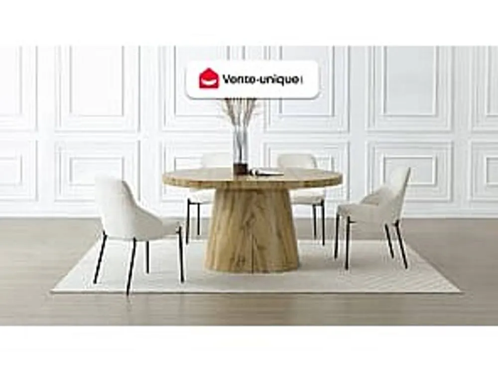 Vente-unique 6 +12 Seater Extendable Dining Table In MDF - Light Natural - CLOEVA in Light Oak 4