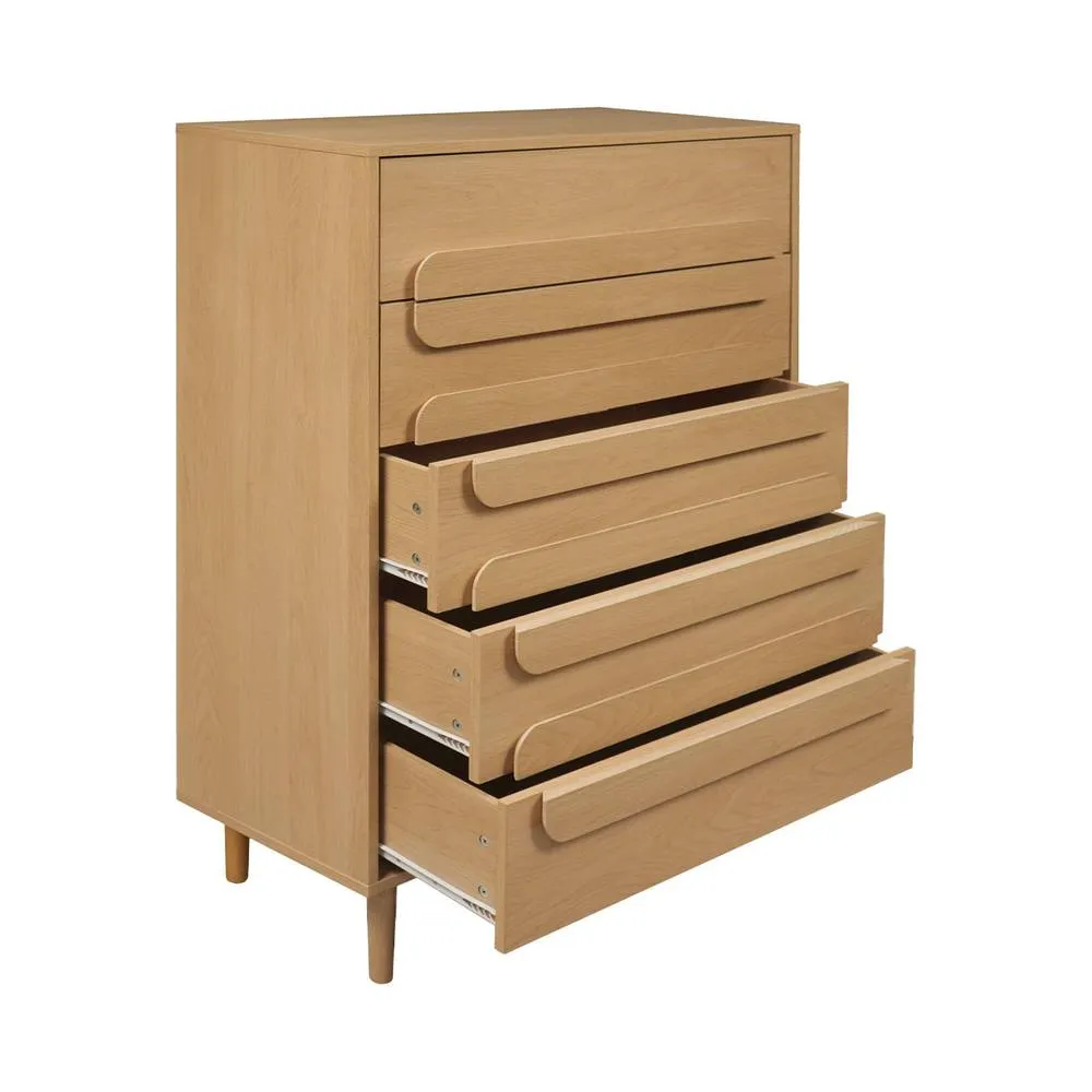 sweeek Vintage wood effect 5 drawer chest in Brown 4