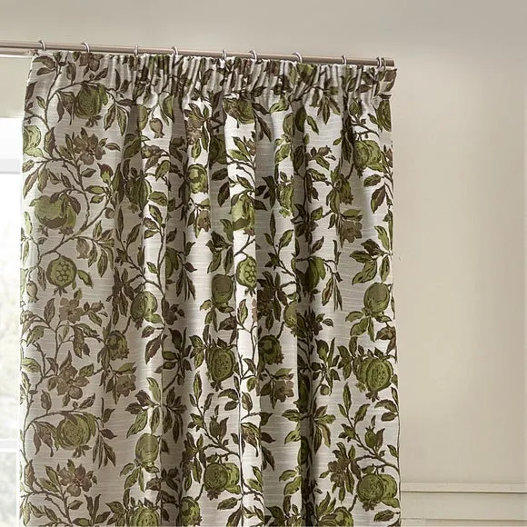 Pomegranate Green Pencil Pleat Curtains 1