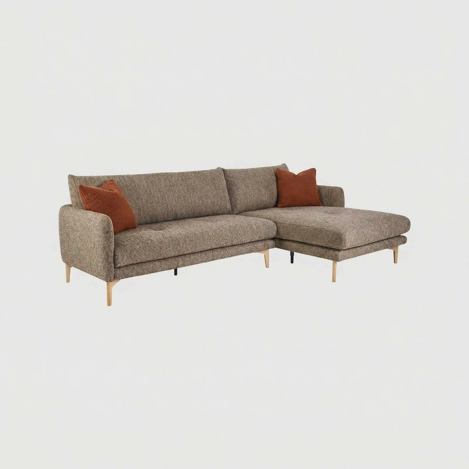 Ercol Aosta Medium Chaise Right Corner Sofa, Brown Fabric | Barker & Stonehouse 1