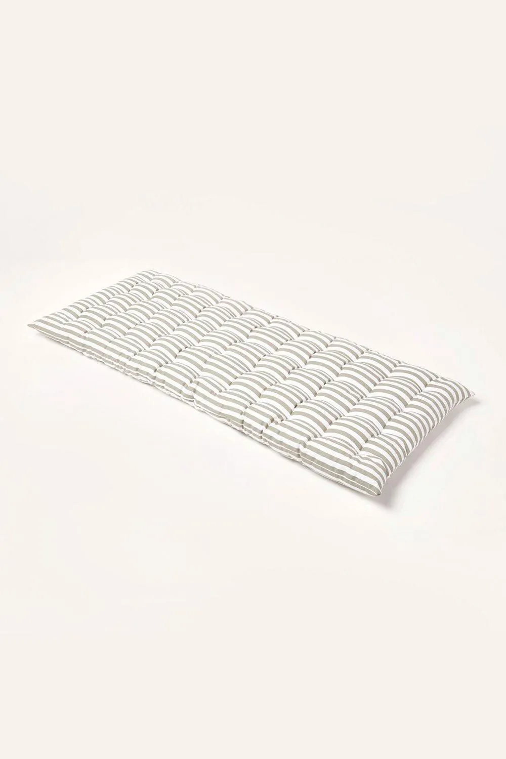 Homescapes Garden Bench Cushion Luxury 2 Seater Cotton Grey Striped Indoor Outdoor Pad