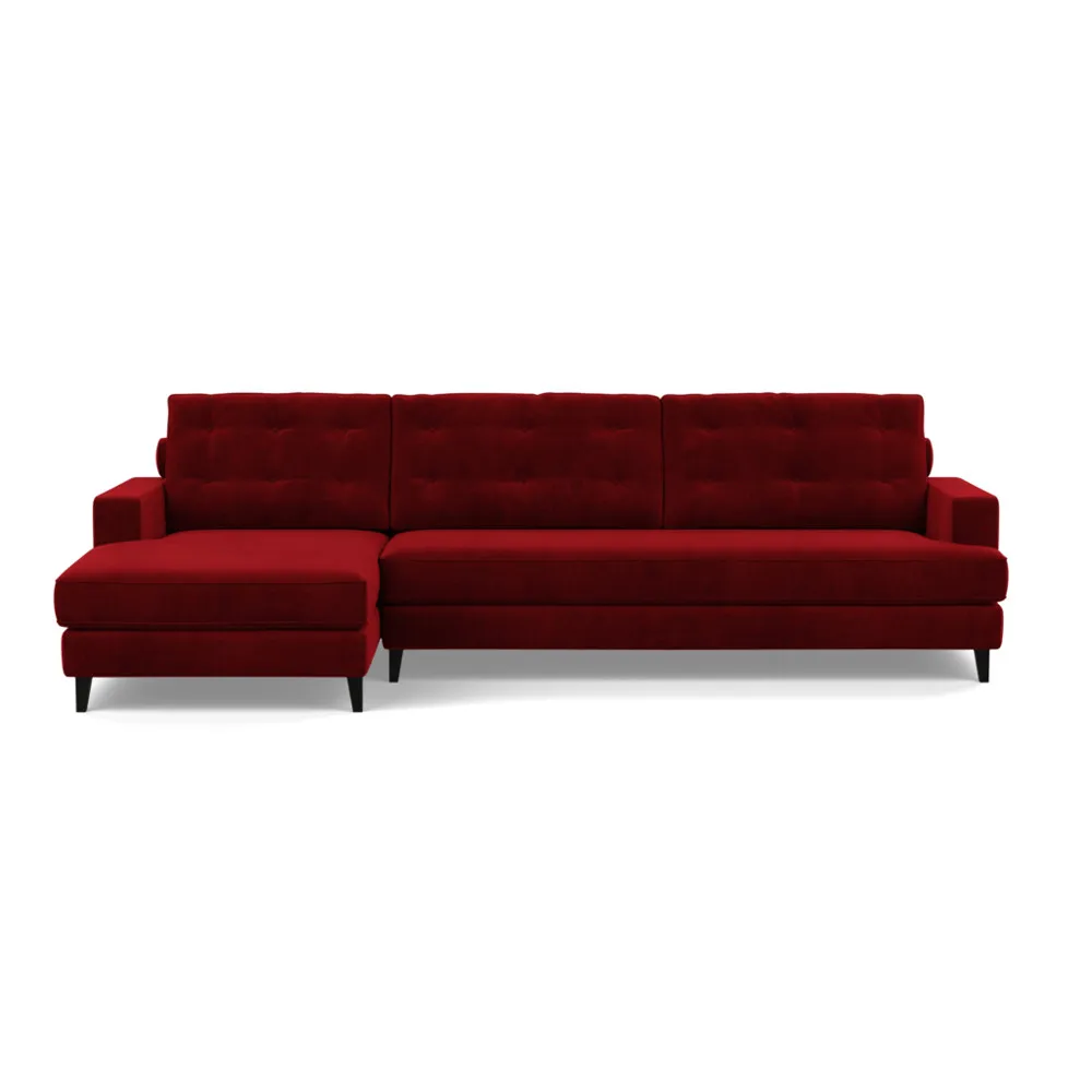 Heal's Mistral Left Hand Facing Corner Sofa Smart Luxe Velvet Mulberry Black