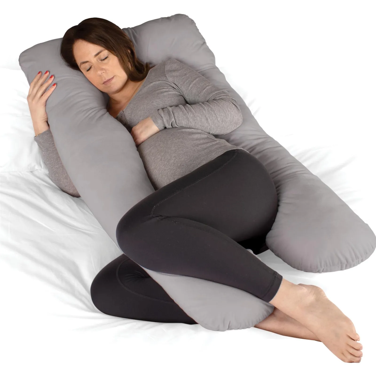 Dreamcatcher Pregnancy Pillow Micro Fleece U Shaped Maternity Support Pillow Blue in Grey