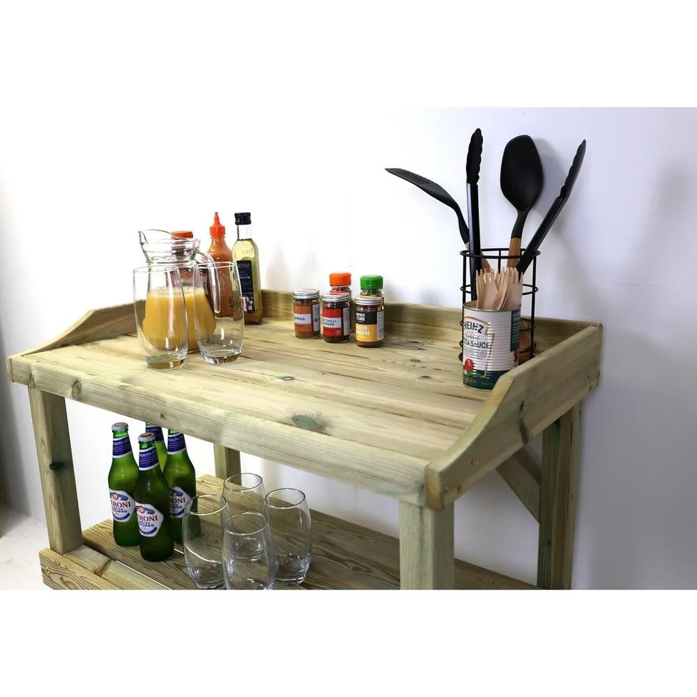 Churnet Valley Garden Furniture Ltd BBQ Prep Outdoor Table - L49 x W84 x H95 cm - Partially Assembled in Light Tan 5
