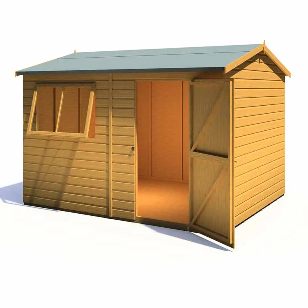 Shires Lewis 10 x 8 Feet Single Door Reverse Apex Style C Shed in Brown 5