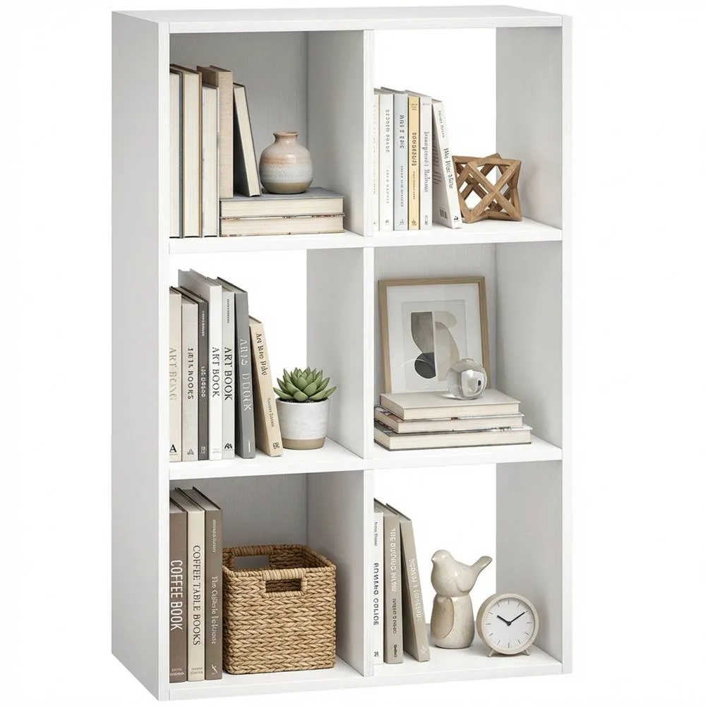 HOMCOM Industrial Style Storage Shelf, Bookcase, Bookshelf in White 2