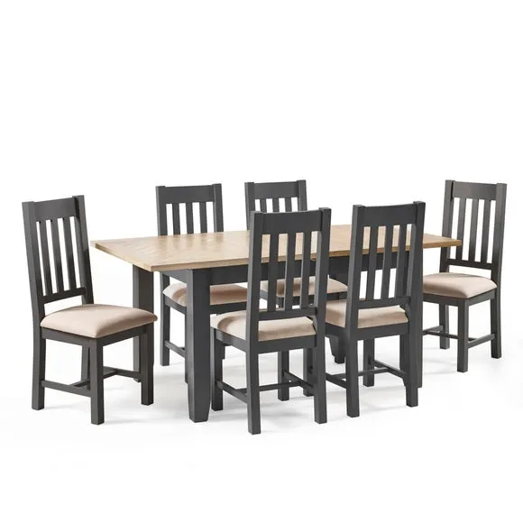 Bordeaux Set of 2 Dining Chairs, Dark Grey Faux Linen 6
