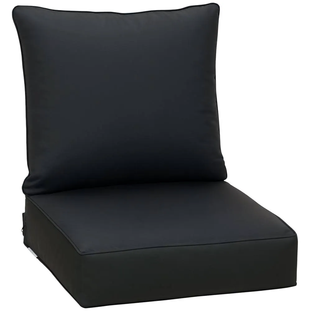 OUTSUNNY Outdoor Seat & Back Cushion Set, Olefin Patio Chair Cushion in Black 2