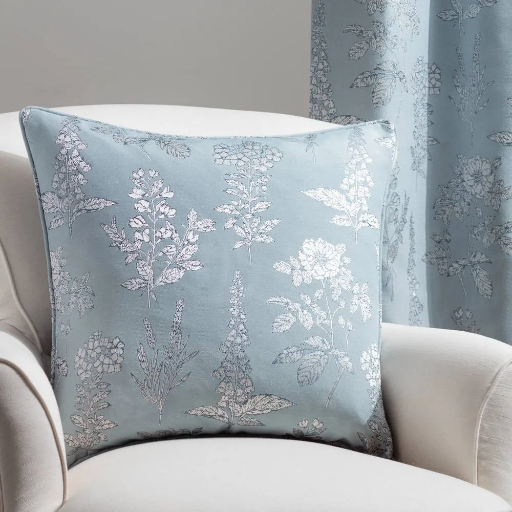 Wylder Nature Sophia Botanical Embroidered Cushion in Blue