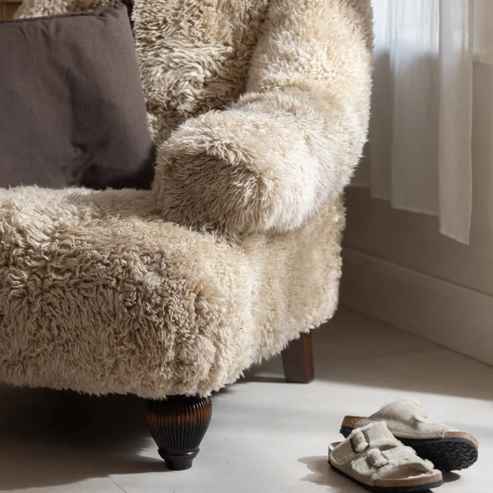 Tetrad Nappa Armchair Auckland Long Hair, Neutral Fabric | Barker & Stonehouse 4