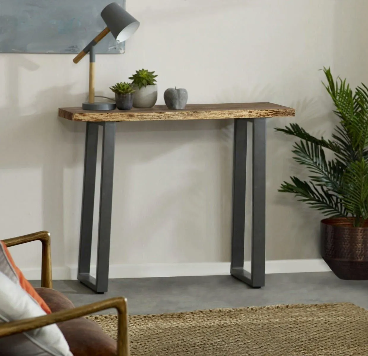IH Design Wollaston Natural Essential Live Edge Console Table in Brown 2