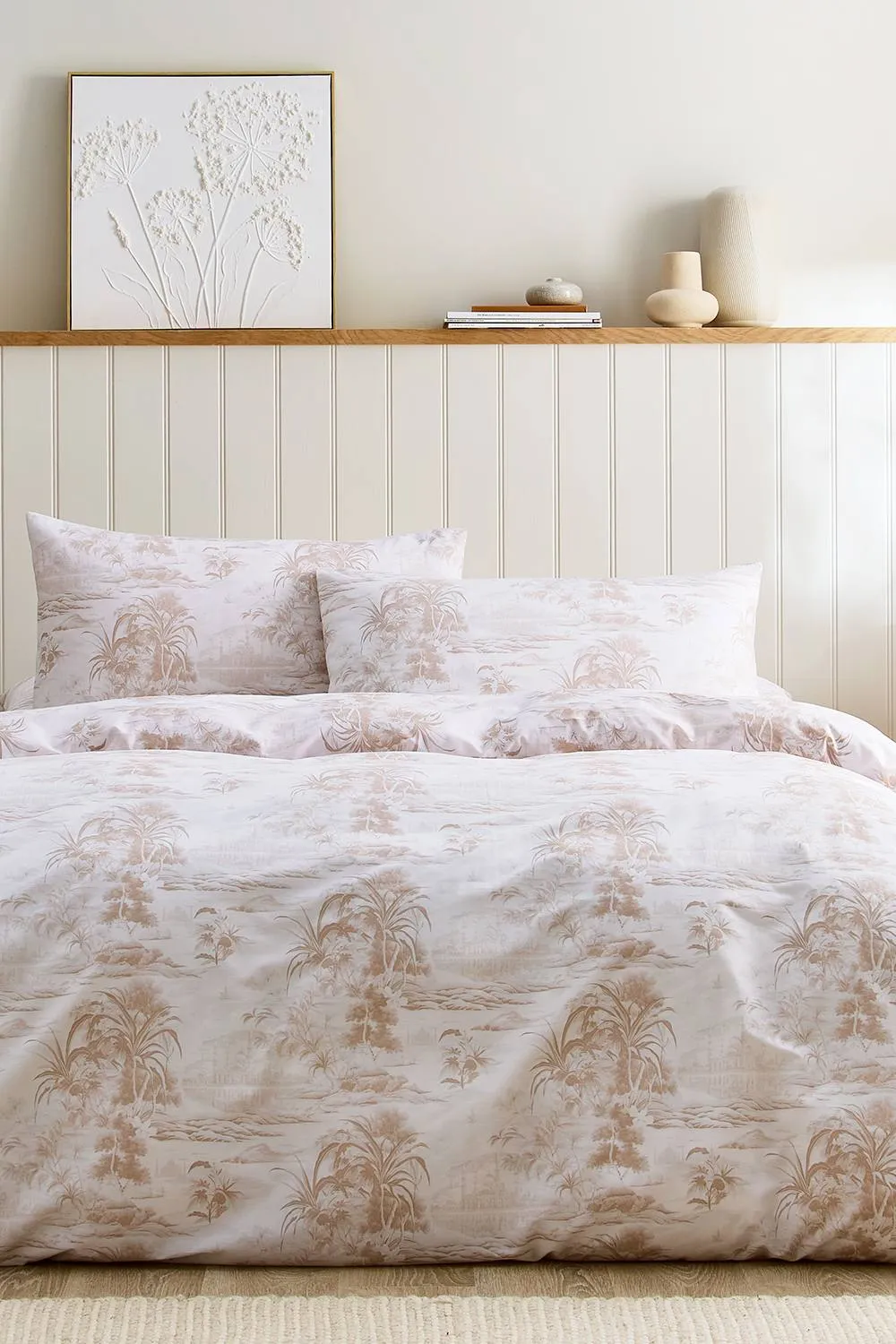 CHRISTY 'Botanical Palace' Regal Inspired Cotton Percale Duvet Cover Set in Beige 2