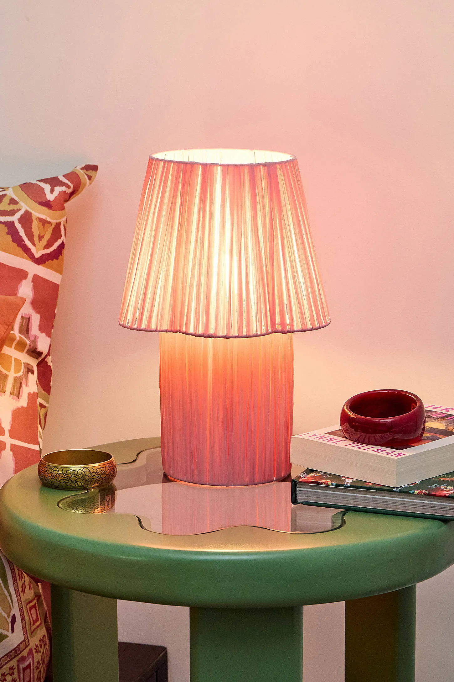 Paper Crepe Table Lamp - Pink 2