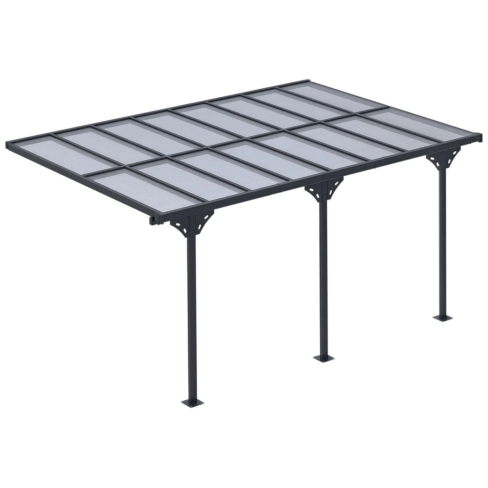 OUTSUNNY Outdoor Patio Gazebo Pergola, Aluminum Post, 4.35 x 3 m PC Roof in Grey 2