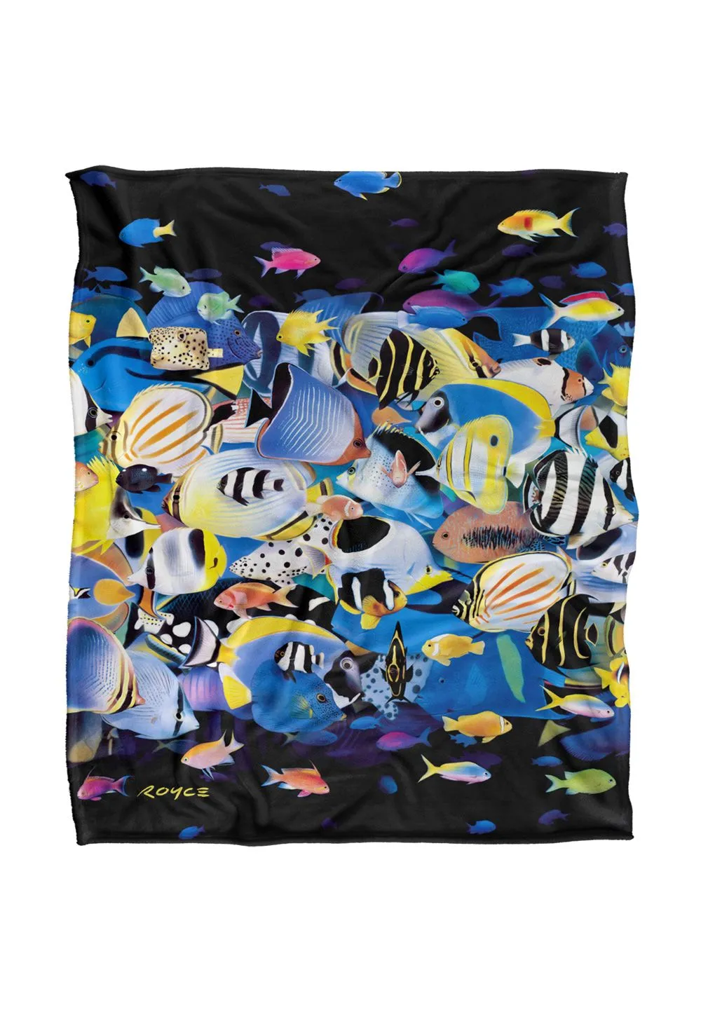 JQ Licensing Royce Mcclure Night Dive Tropical Fish Silky Touch Super Soft Throw Blanket 152 X 127 cm in White