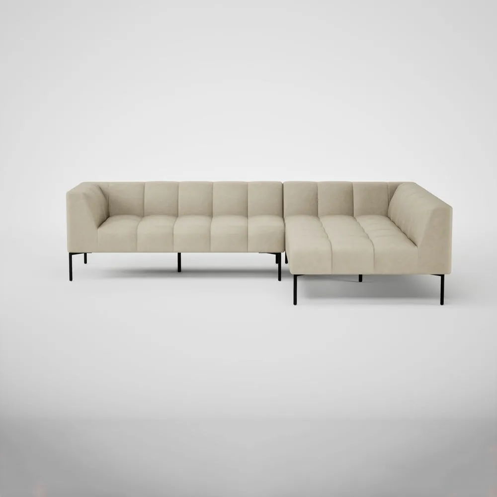 Heal's Quadro Right Hand Facing Chase Sofa Leather Grain Storm 006 Black Feet 2