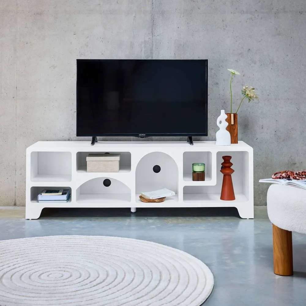 sweeek White wood effect tv stand 160cm
