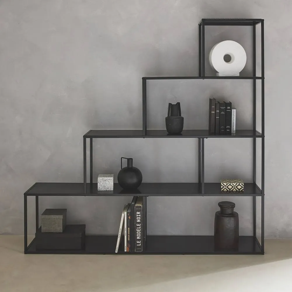 sweeek 4-shelf Industrial Bookshelf In Black Metal