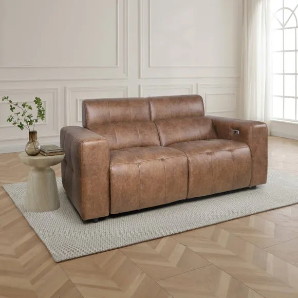 Akari Quilted Faux Leather Power Recliner 3 Seater Sofa