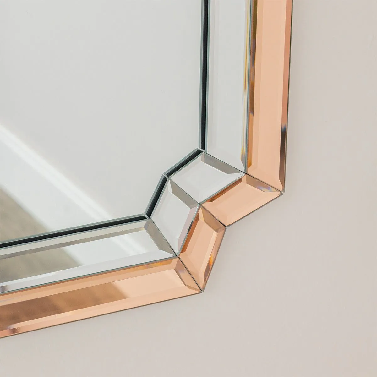 Melody Maison Rectangle Pink Glass Art Deco Wall Mirror 60cm X 100cm in Dark Pink 3