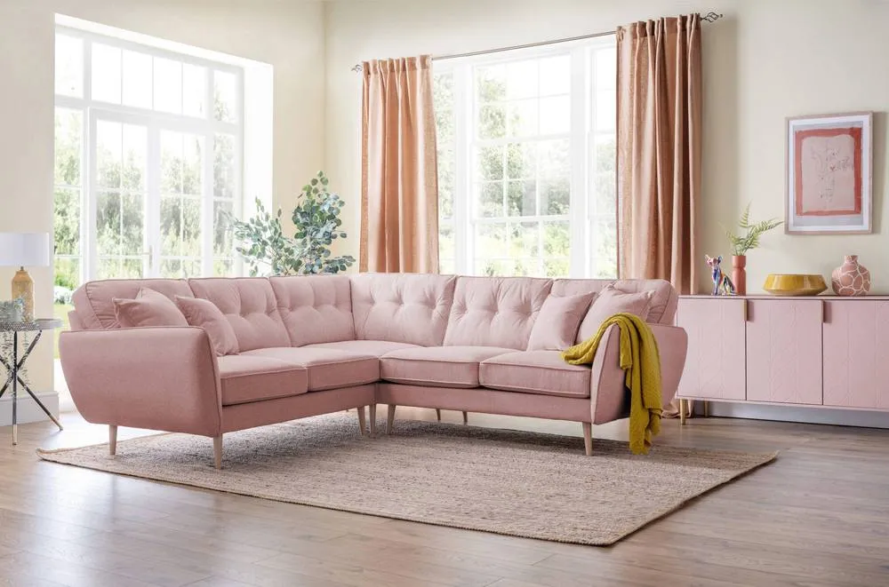 The Great Sofa Company Ailis 2 Corner 2 Faro Soft Pink in Dusty Pink