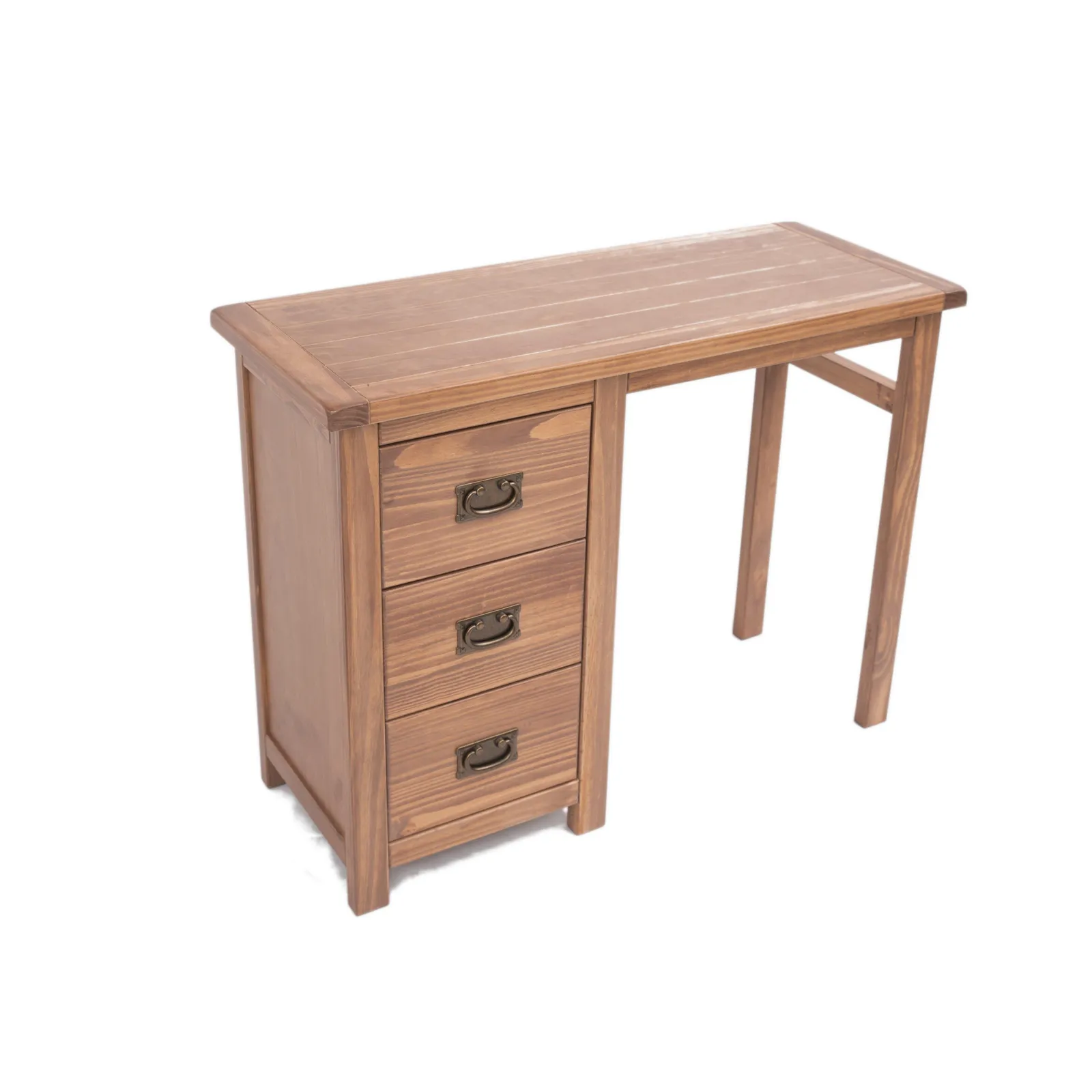 Cabinet Bits Padua 3 Drawer Desk - Dressing Table Brass Drop Handle in Brown 3