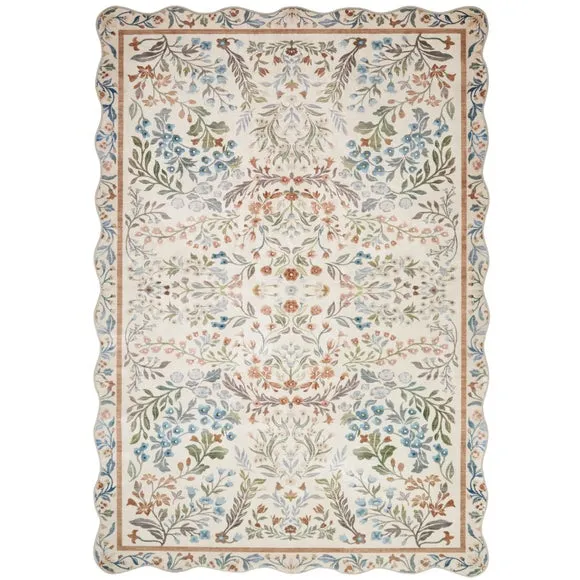 Concept Looms Liberty Botanical Scalloped Washable Rug 5