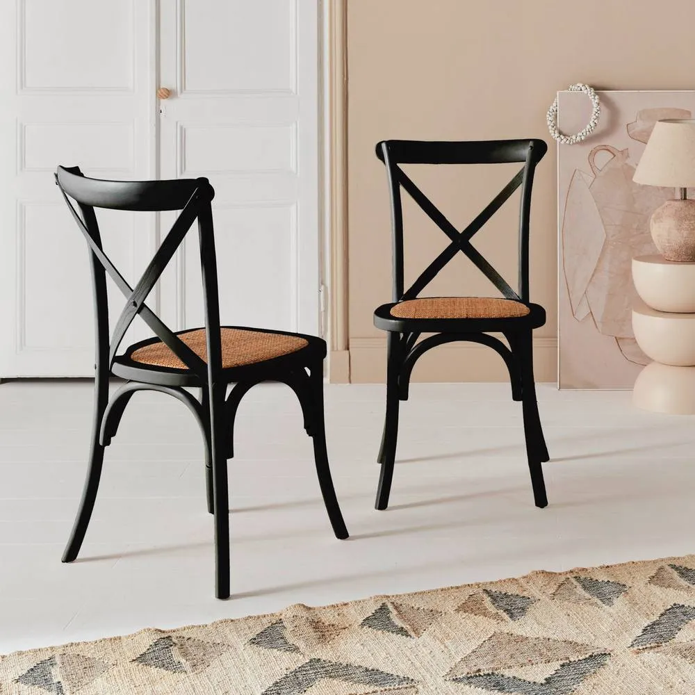 sweeek Set of 2 Vintage Wooden Bistro Chairs in Black 5
