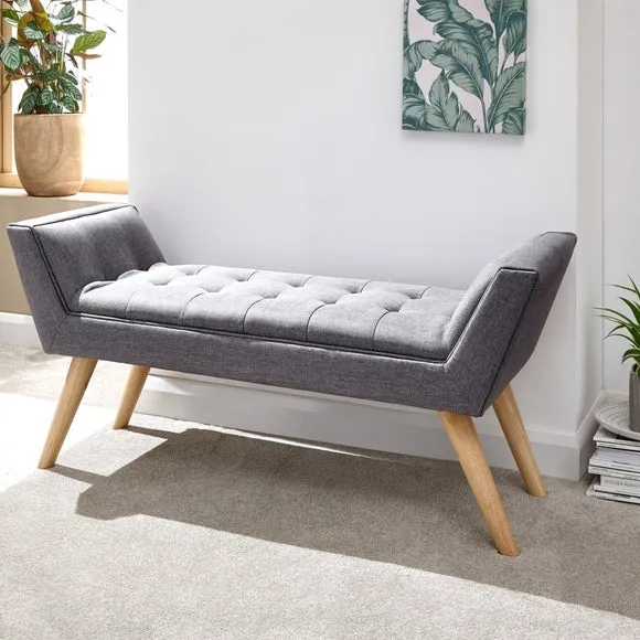 Milan Dining Bench, Dark Grey Fabric