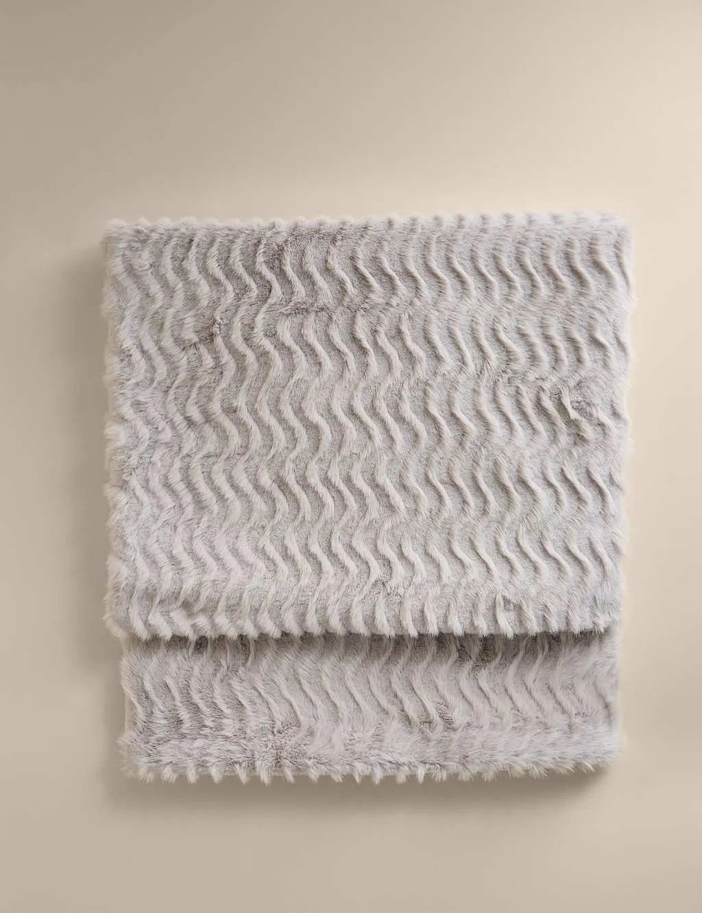 M&S Faux Fur Feathered Throw Dove