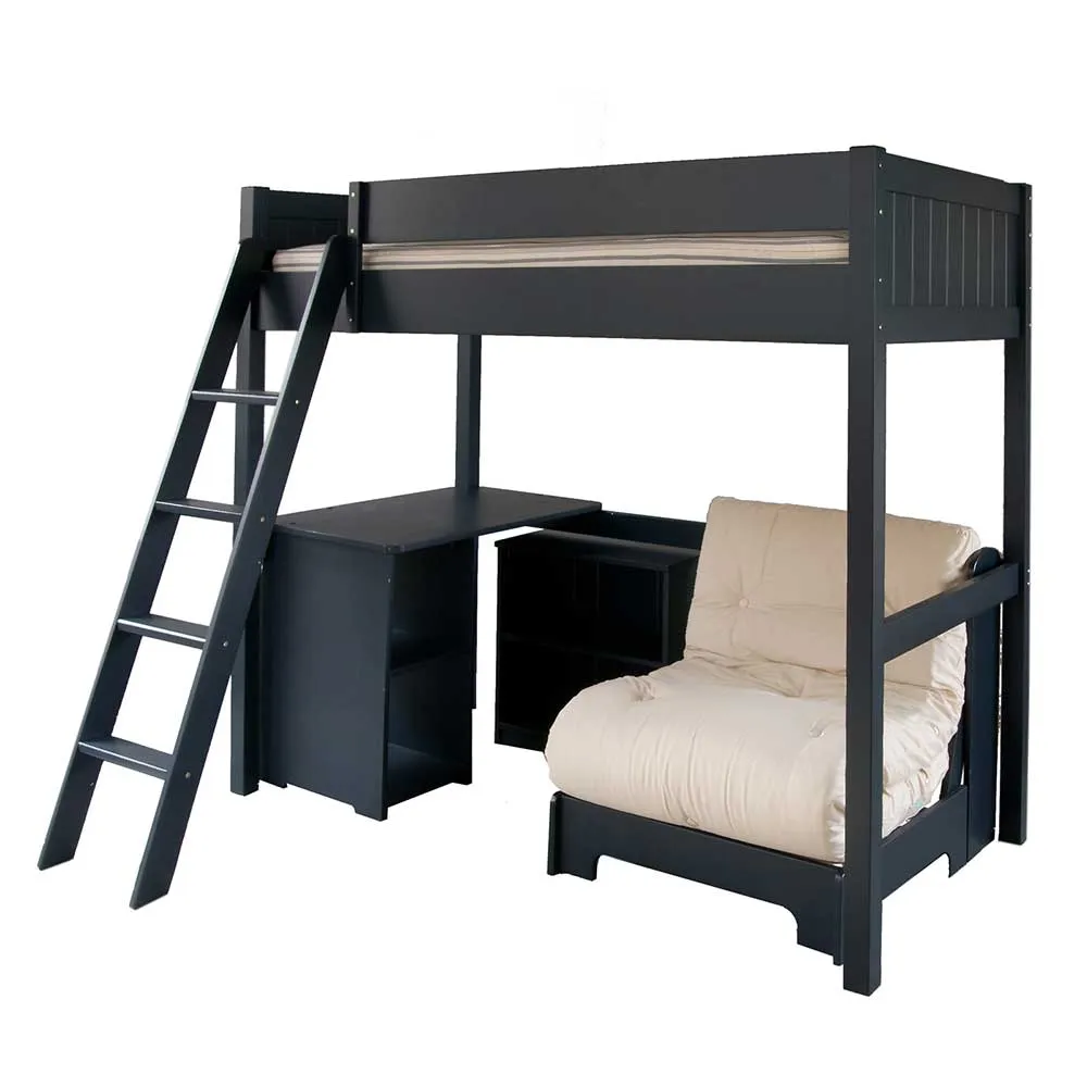 Pippin Childrens Highsleeper with Futon, Storage Desk And Bookcase