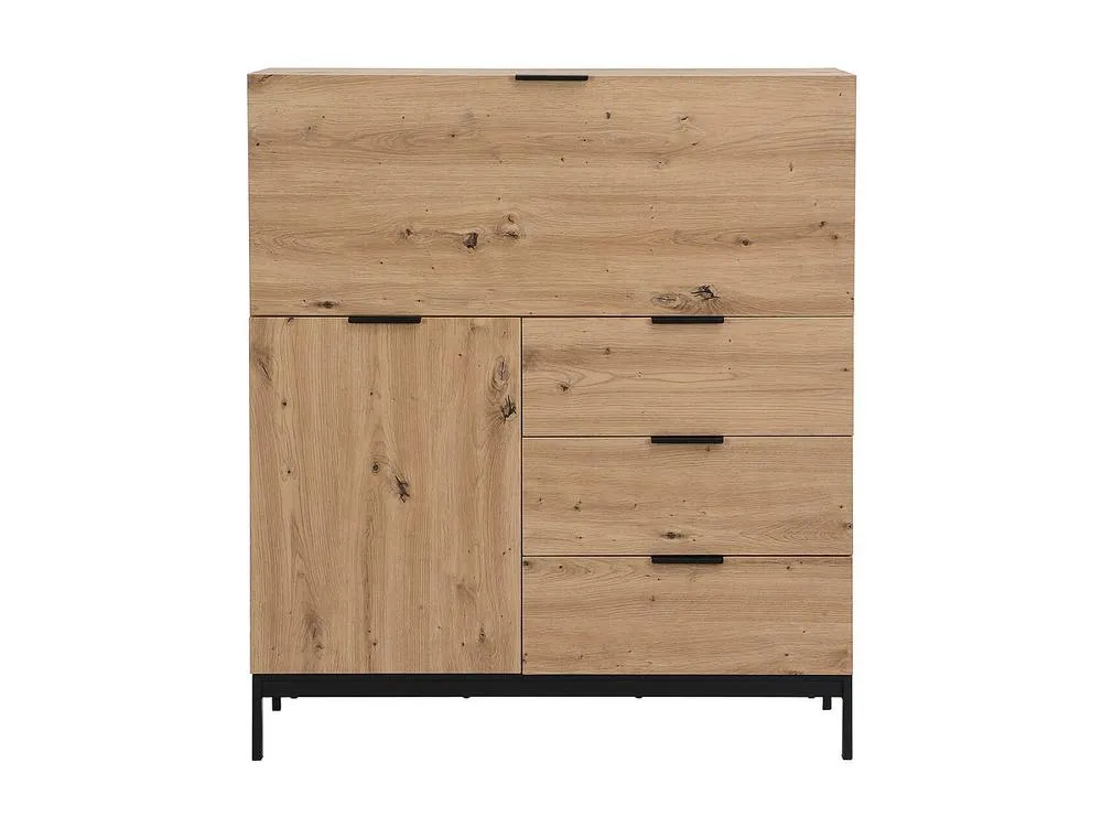 Vente-unique Secretary Desk With 2 Doors & 3 Drawers - MDF & Metal - Colour: in Light Oak 2