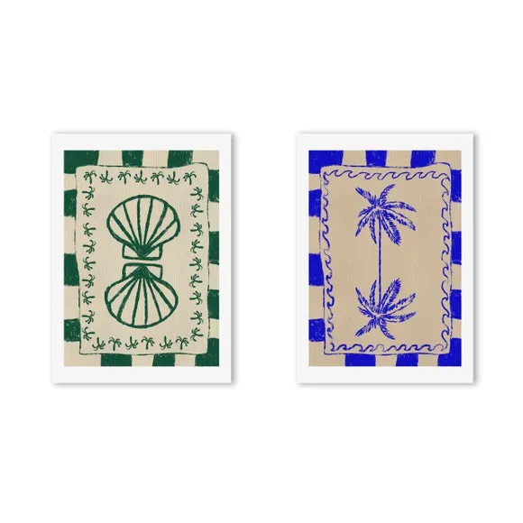 East End Prints Set of 2 Coastal Charm and Seashell Prints 2