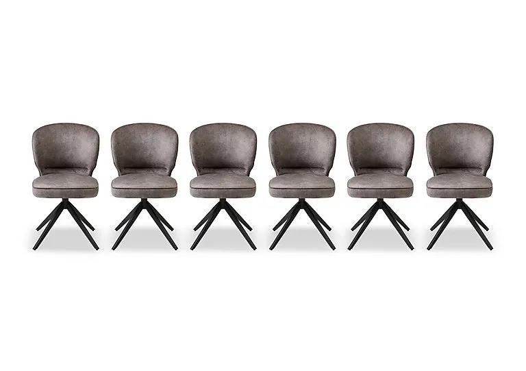 Imperium Set of 6 Fabric Swivel Dining Chairs - Chocolate