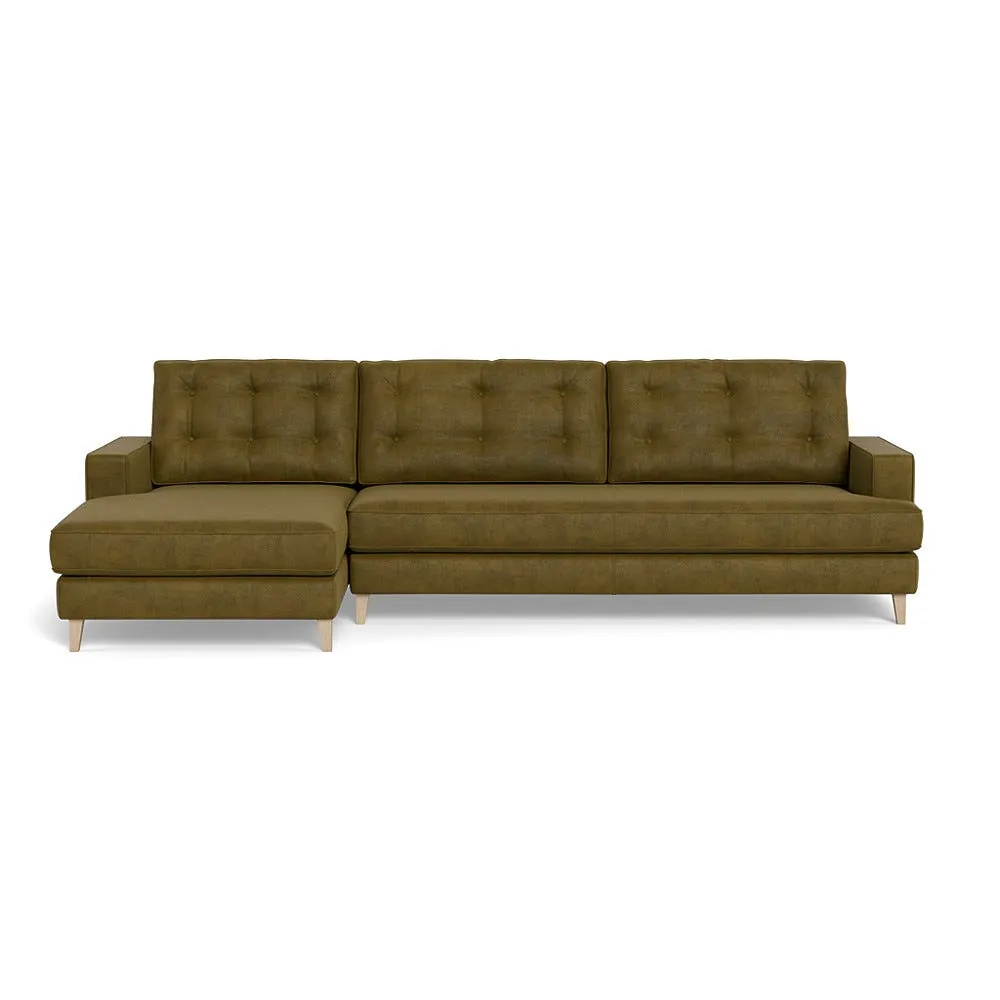 Heal's Mistral Left Hand Facing Corner Sofa Smart Luxe Velvet Peridot Natural Beech Feet 1